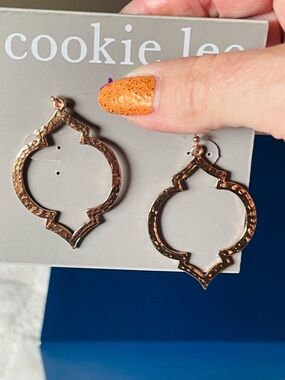 Cookie Lee Bronze/Gold Moroccan Frame Hoop Earrings